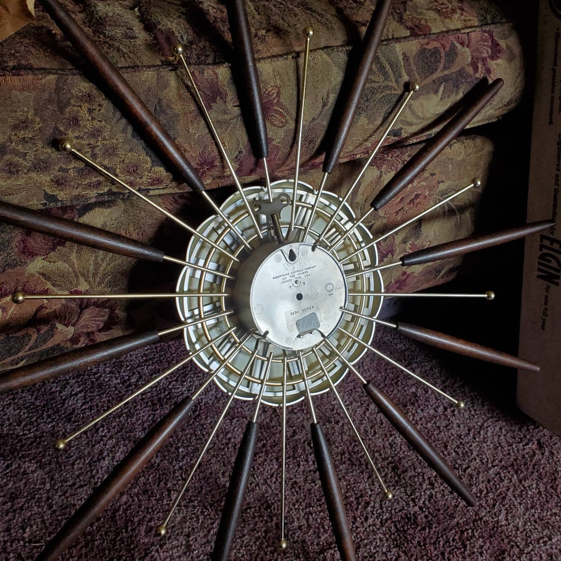 Vintage Atomic Lux wind up 8 day Clock starburst wood and Etsy