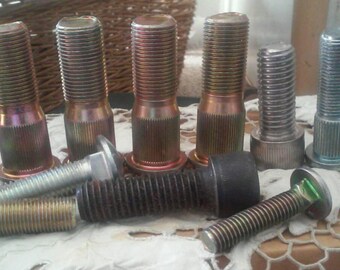 LAST CHANCE! Steam punk art supply,14 Big Steel threaded Bolts, mixed media,assemblage,metal,iridescent steampunk supply