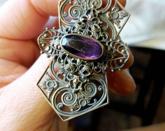 Broche Vintage Faite Main En Fil Laiton - Épée Unique, 3 Pouces