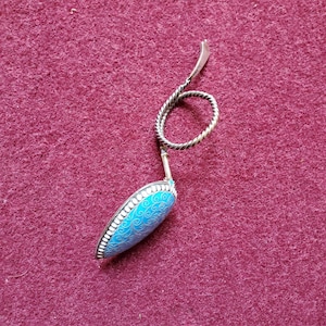 Rare Marius Hammer enameled 980 S Norweign decorative spoon,Marius Hammer Norwegian“980”Silver Blue & White Enamel Caddy