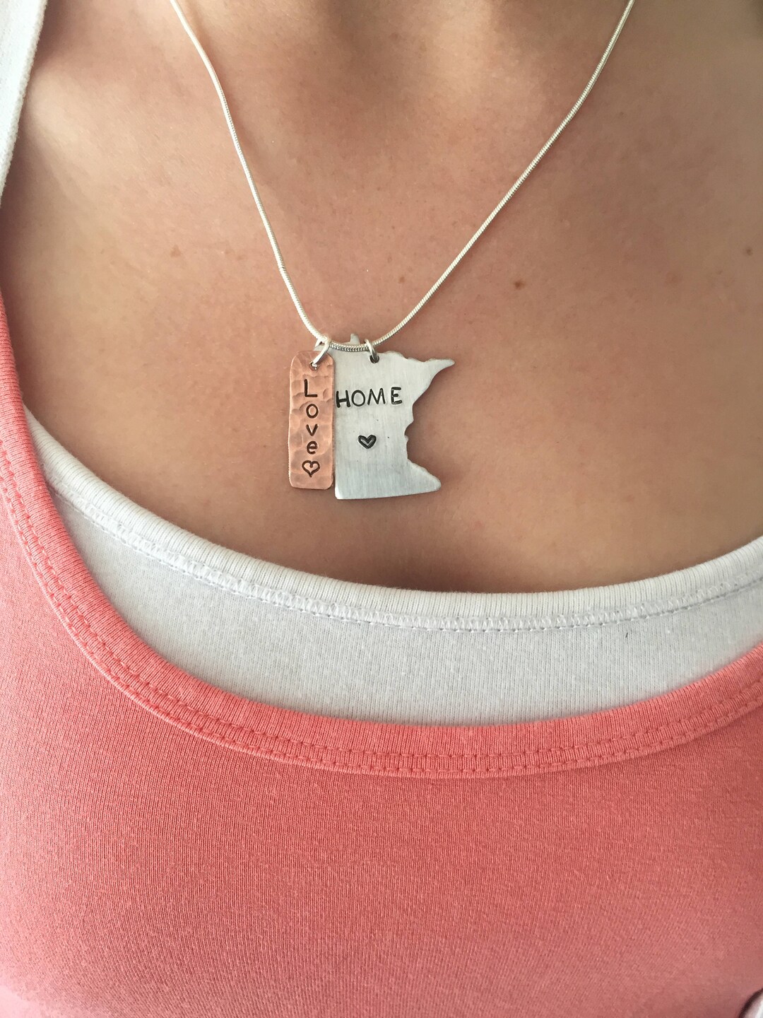 Personalized State Necklace or Keychain Long Distance Gift States