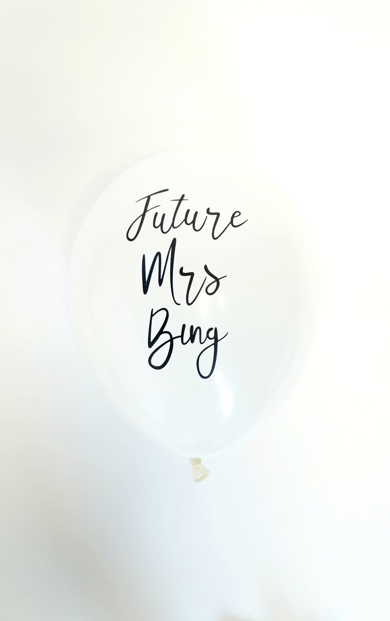 11 inch latex balloon with custom lettered decal Future Mrs Personalized Bachelorette Balloon Custom Engagement Balloon