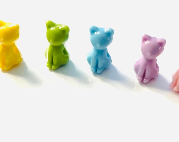 Cat Beads,  little cat beads, kitten beads rainbow jewelry, jewelry making, friendship bracelets rainbow beads, pony beads, necklace beads