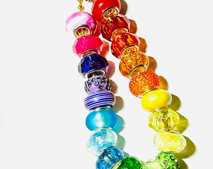 Rainbow necklace, glass bead necklace, lgbtq, pride necklace, fairy bead necklace