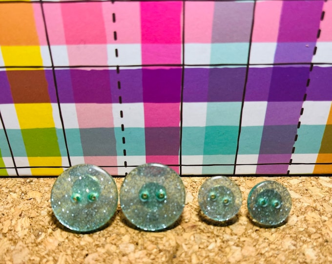 Button Earrings / Plastic Button Stud Earrings / Big Button Earrings / Mcm style / Vintage Style
