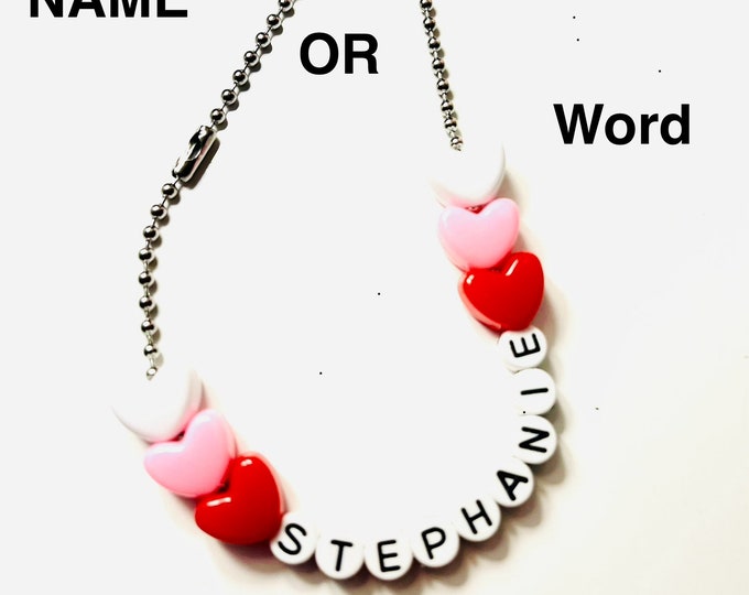 Personalized Name Bracelets with hearts for Valentines Day Gift