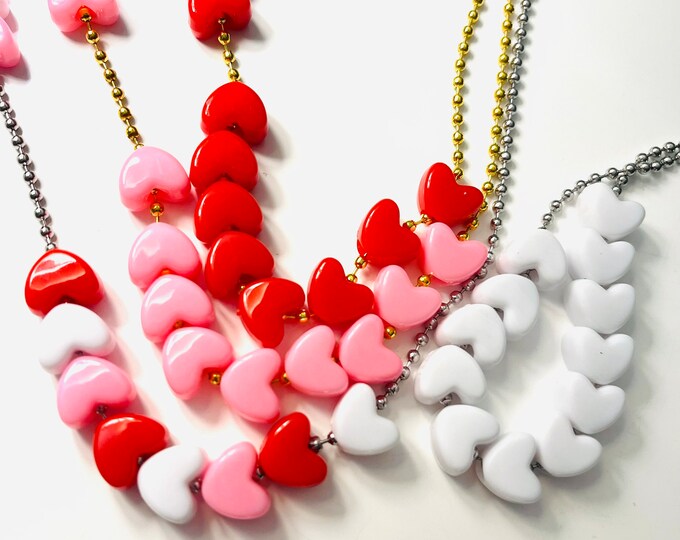 Beaded Necklace with hearts for Valentines Day Gift
