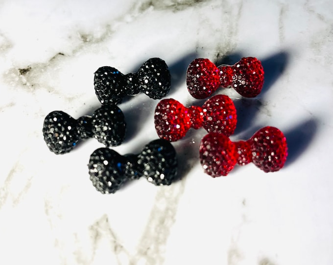 Kawaii inspired Hello Kitty style buttons red faux druzy hearts and bows