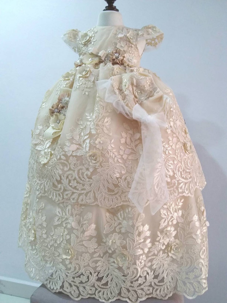 Baptism christening gown with detachable skirt Girl Etsy