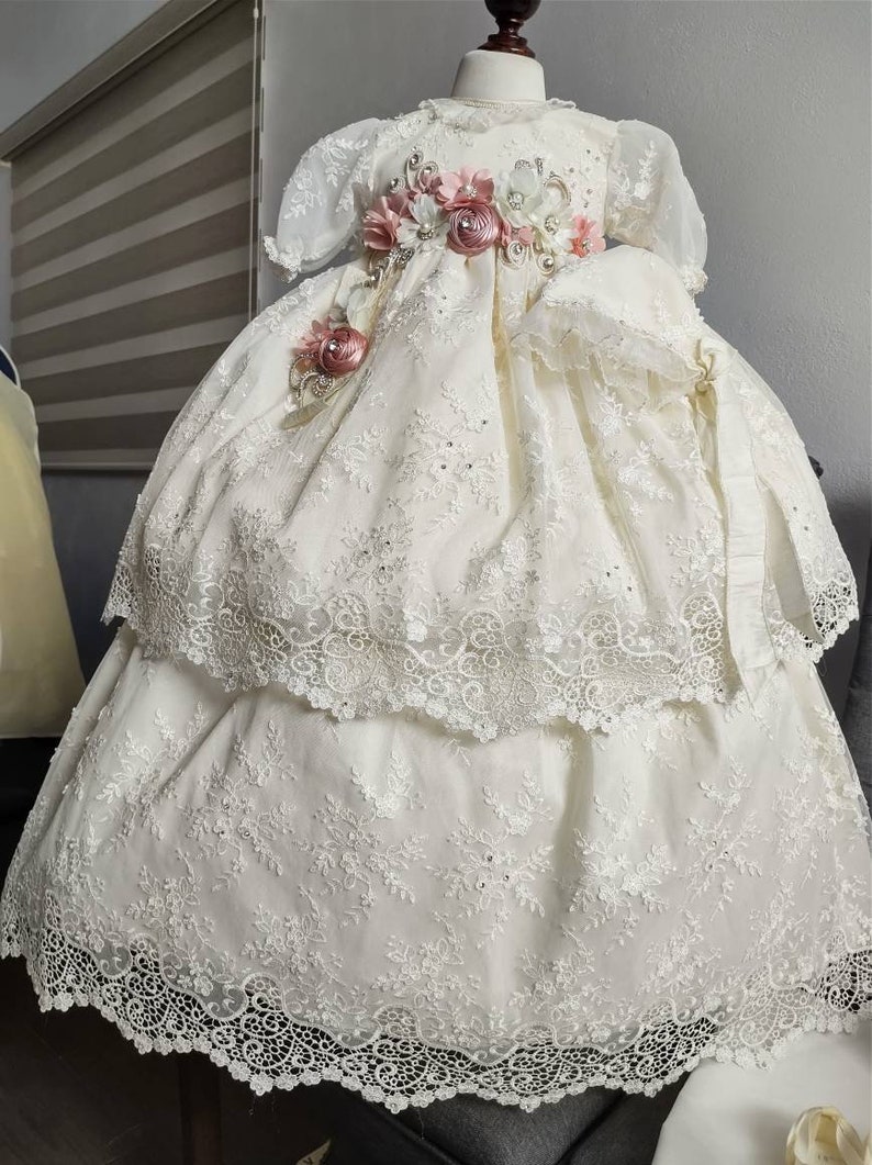 Baptism christening gown with detachable skirt Girl Etsy