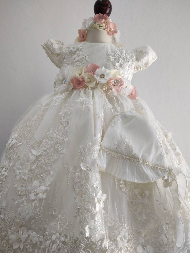 Christening Gown Detachable Gown Ivory Color Includes Hat Etsy