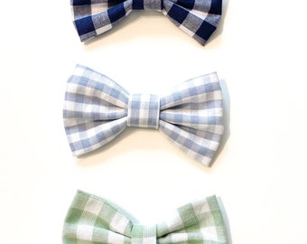 Baby, Toddler + Child, Boy’s Navy, Blue or Green Check Bow Ties: Wedding Bow Ties / Ring Bearer Bow Ties / Easter Bow Ties / Spring Bow Ties