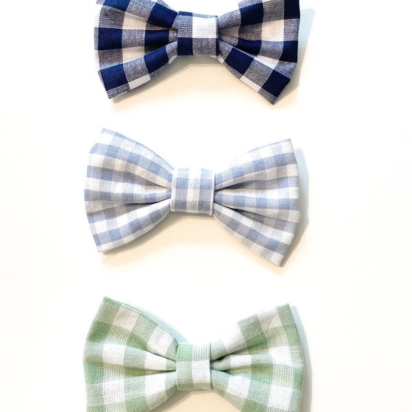 Baby, Toddler + Child, Boy’s Navy, Blue or Green Check Bow Ties: Wedding Bow Ties / Ring Bearer Bow Ties / Easter Bow Ties / Spring Bow Ties