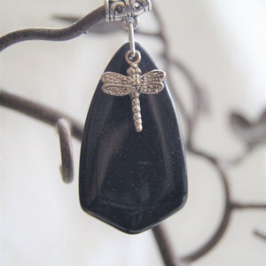 Blue Sandstone Pendant with Dragonfly Charm