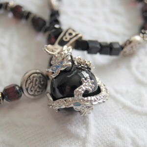 Onyx Dragon Pendant Beaded Necklace
