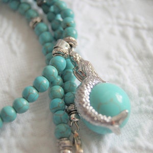 Turquoise Mermaid Pendant Beaded Necklace