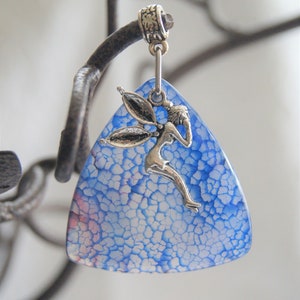 Dragon Vein Agate Pendant with Fairy Charm