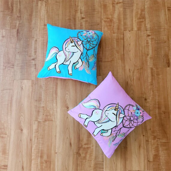 Boho Unicorn Pillowcase Turquoise Blue Liliac Pink Double Sided Case Only Dreamcatcher Il_570xn