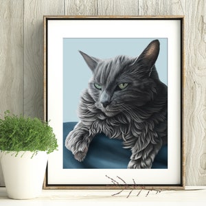 Custom Pet Portrait - cat print -digital print - cat painting - custom gifts - pet loss gift - pet memorial - cat memorial - cat lover gift