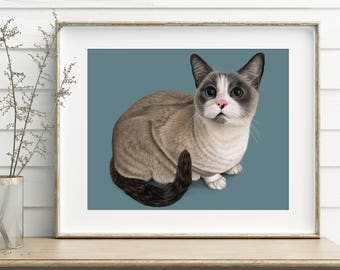 Custom Pet Portrait - Realistic Cat Drawing - Digital Print - Pet Memorial - Personalized gift -Custom Art -Pet Memorial - Pet Loss Portrait