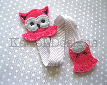 ITH Owl Bookmark Machine Embroidery Design Pattern Download In The Hoop Ribbon Animal Bird Felt Back to School