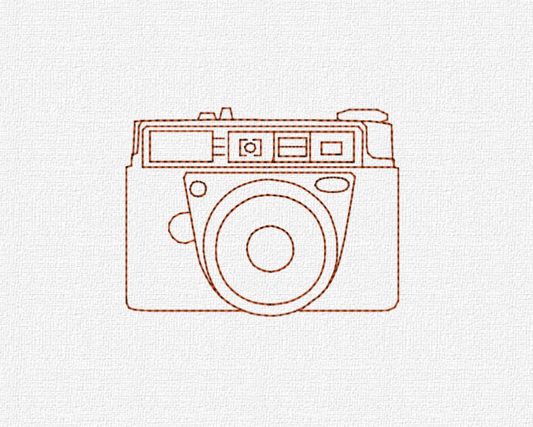 Vintage Camera Redwork Machine Embroidery Design Pattern Download 4x4
