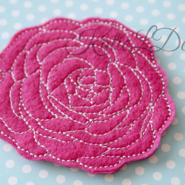 ITH Ranunculus Feltie Machine Embroidery Design Pattern Download Rose Felties In The Hoop Oversized Flower Flowers