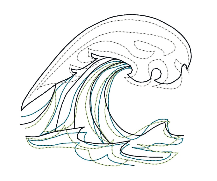 Wavemaker Pattern Wave Machine Embroidery Pattern Design Download 5 Sizes Modern Redwork ...