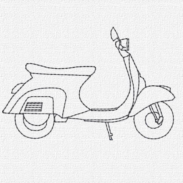 Vespa Machine Embroidery Design Download 4x4 5x7 Modern Redwork Scooter Machine Embroidery Pattern