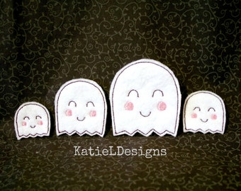 Ghost Felties Machine Embroidery Design Pattern Download 4x4 Feltie Design Halloween 4 Sizes