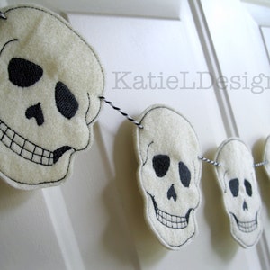 ITH Skull Feltie Machine Embroidery Design Pattern Download In The Hoop Felties Skulls 3 Sizes Oversized Halloween Decor image 3