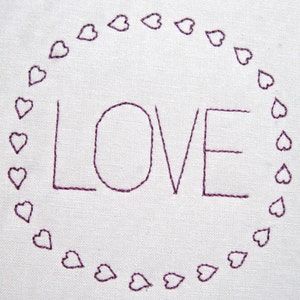 Love in Round Hearts Border Redwork Embroidery Machine Pattern Download Modern 4x4 5x7 6x10 image 3