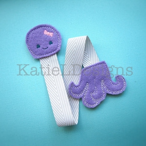 ITH Octopus Bookmark Machine Embroidery Design Pattern Download In The Hoop Sea Ocean Felt Ribbon Back to School
