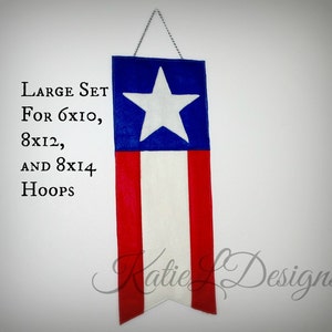 ITH American Flag Banner Large Set Machine Embroidery Design Pattern Download 6x10 8x12 8x14 In The Hoop Flag Bunting Felt 4th of July