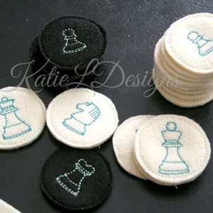 ITH Full Size Chess Board with Pieces Machine Embroidery Design Pattern Download Checkerboard Felt Travel Game In The Hoop image 3