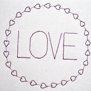 Love in Round Hearts Border Redwork Embroidery Machine Pattern Download Modern 4x4 5x7 6x10 image 2