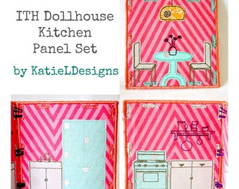In The Hoop Dollhouse Kitchen Set Machine Embroidery Design Pattern Download 4x4 ITH Dollhouse ITH Toy Christmas Gift