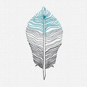 Feather Machine Embroidery Pattern Design Download 4x4 5x7 Modern Ombre Redwork Embroidery Design