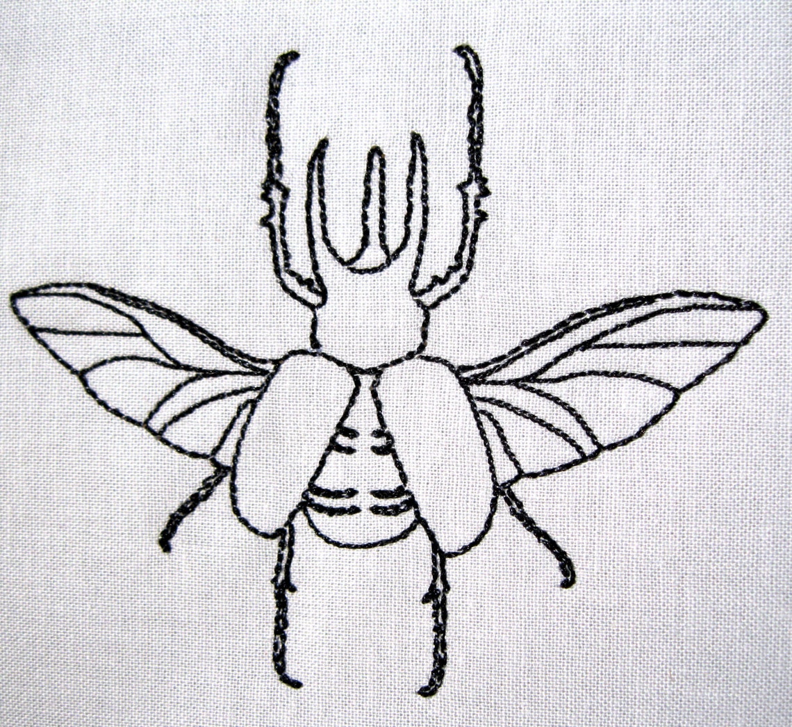 Rhino Beetle Redwork Embroidery Machine Digital Download 4x4 - Etsy