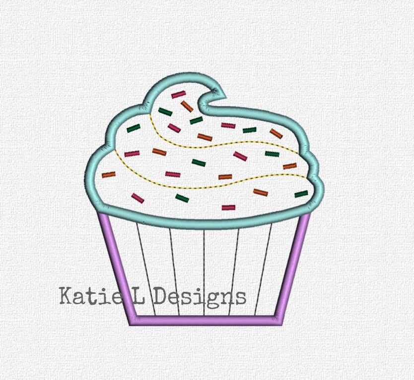 Cupcake Applique Machine Embroidery Design Pattern Download 4x4 5x7 ...