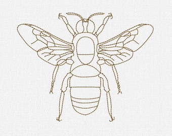 Redwork Bee Machine Embroidery Design Pattern Download 4x4 5x7 Modern Honey Bee