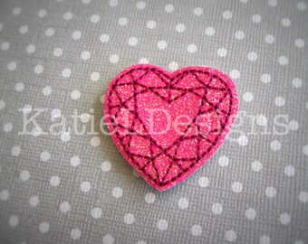 ITH Heart Gem Feltie Machine Embroidery Design Pattern Download In The Hoop Love