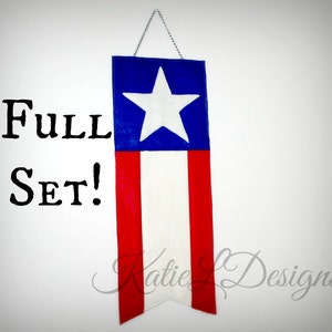 ITH American Flag Banner Machine Embroidery Design Pattern Download 5 Sizes Complete Set Bunting 4th of July Felt