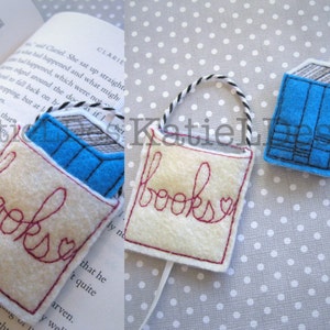 ITH Bookmark Book Bag with Books Embroidery Machine Design Pattern Download In The Hoop Felt Elastic Fun Back to School