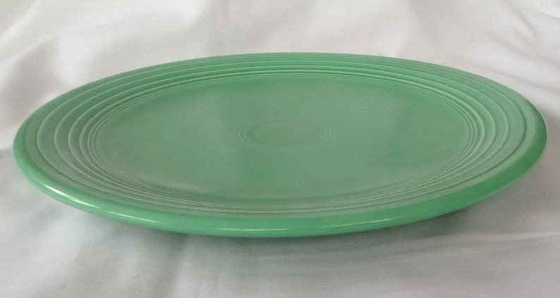 Vintage Fiesta Pottery 12.0 Green Chop Plate Made in USA 1937 to 1950 image 2