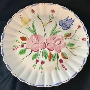 Vintage &quot;Blue Ridge&quot; Southern Potteries, Inc. - &quot;Waltz Time&quot; Pattern 11.5&quot; Round Platter - Made in USA - 1930&#39;s to 1957
