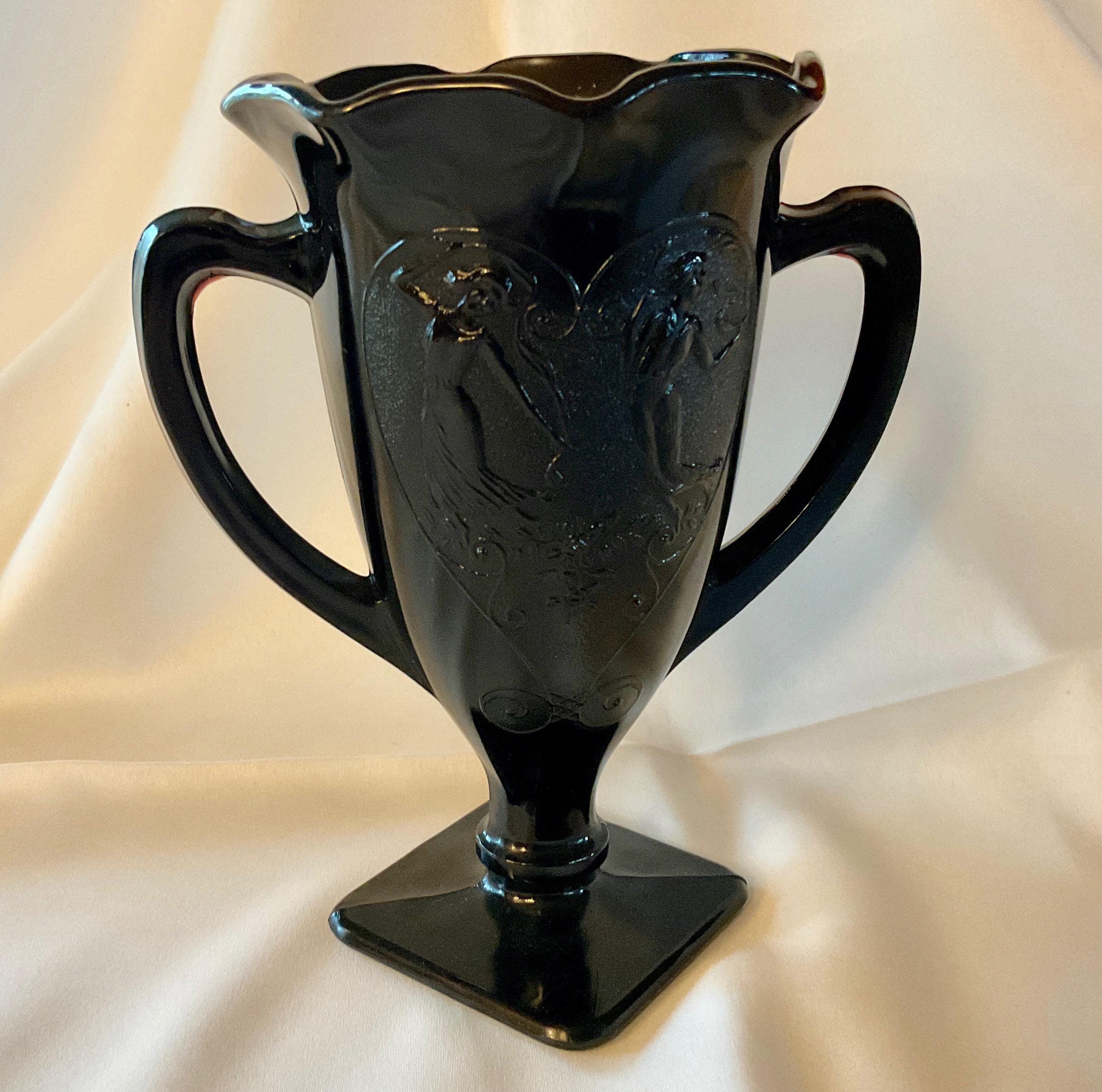 Vintage L.E. Smith Glass Company Art Deco Style Black Amethyst