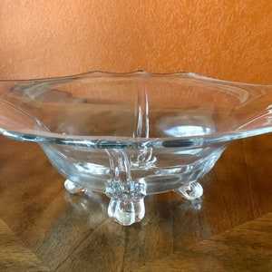 Vintage Cambridge Glass Company &quot;3400 Clear&quot; Footed 11.5&quot; Octagonal Clear Glass Centerpiece Bowl - Made in USA - 1930 to 1958