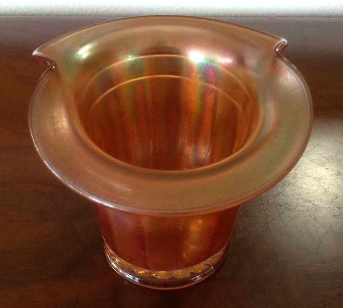 Vintage Dugan Glass Company Marigold Carnival Glass Top Hat Etsy