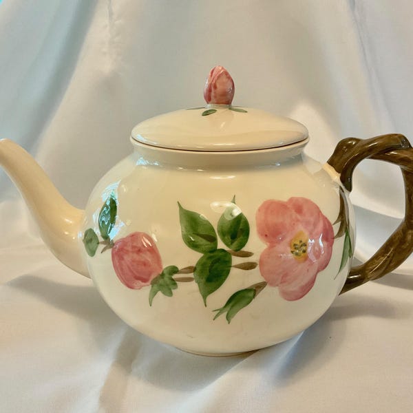 Vintage Franciscan "Desert Rose" Teapot with Lid (Note Lid Repair)  - Made in England - 1985 to 1995